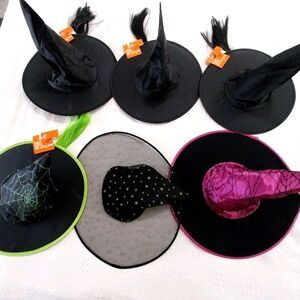 6 Halloween Witch Hats Childrens New Multiple Variations With Hair #C031